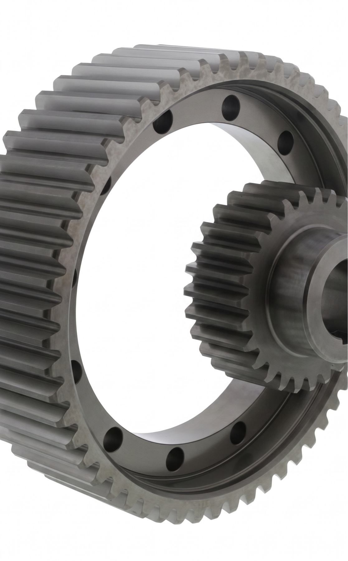 Bull gear and pinion machined for crane drive trains