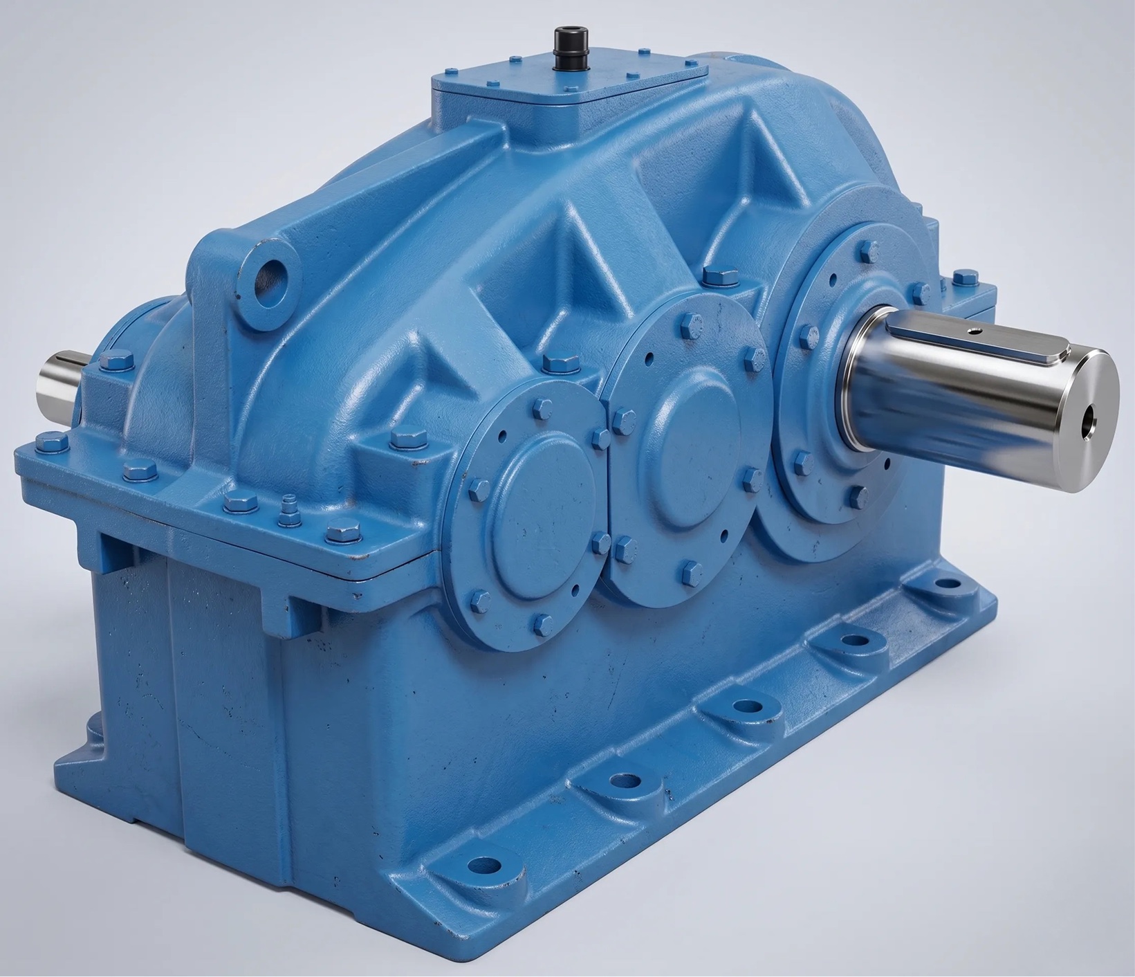 Helical gear box for the crane travel drive